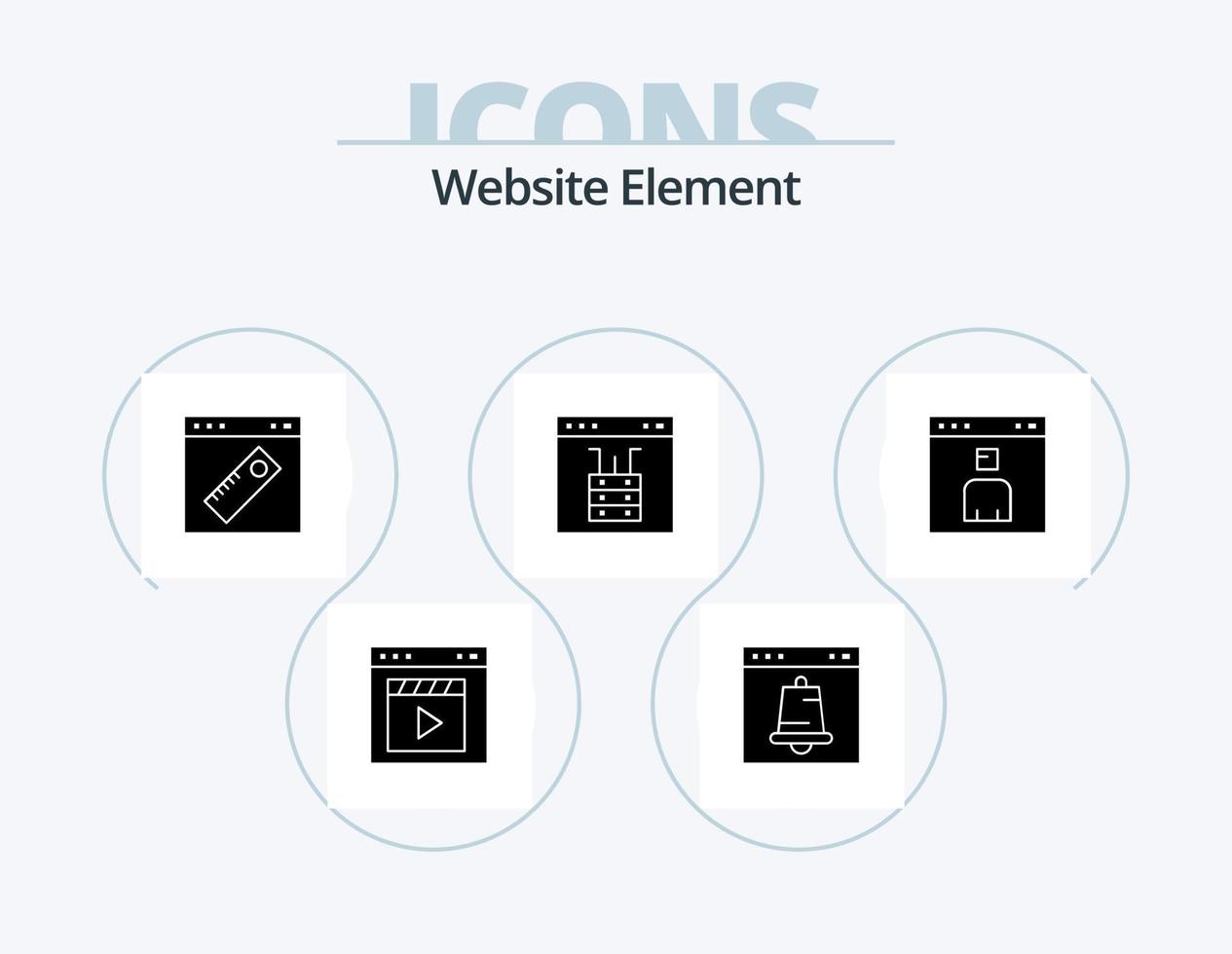 Website Element Glyph Icon Pack 5 Icon Design. interface. browser. interface. website. tool vector