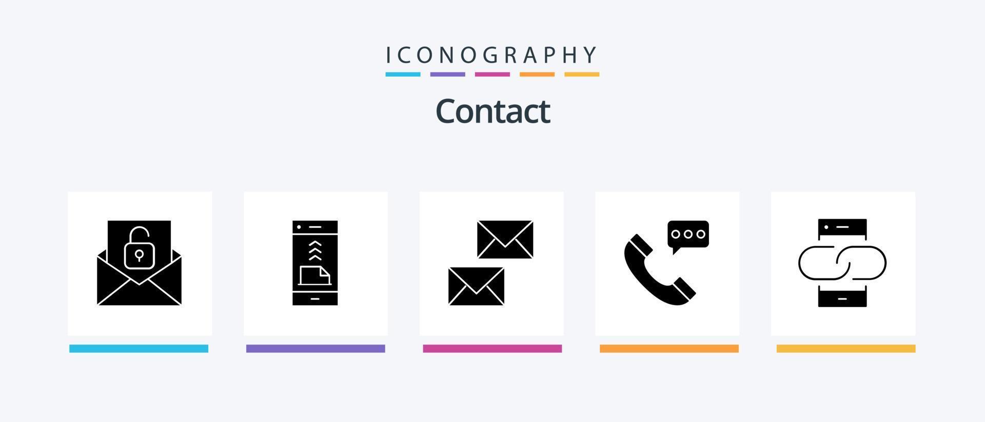 paquete de iconos de glifo 5 de contacto que incluye contacto con nosotros. comunicación. teléfono. llamar. correo electrónico. diseño de iconos creativos vector