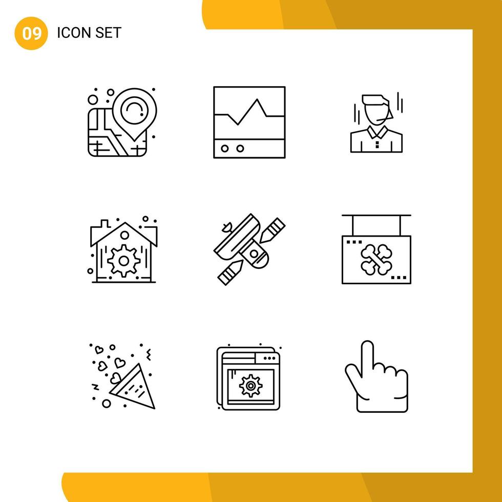 paquete de iconos de vector de stock de 9 signos y símbolos de línea para la configuración de empresario de transmisión de radio elementos de diseño de vector editables