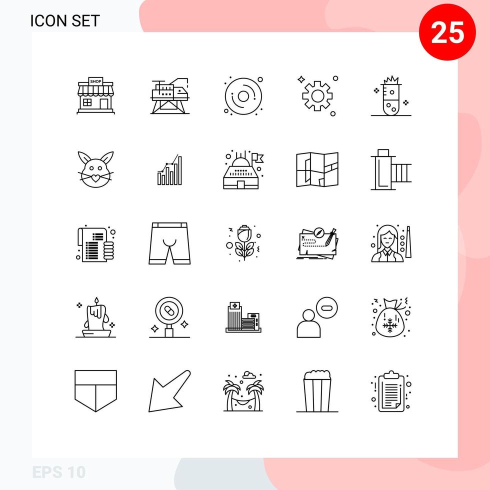 25 Creative Icons Modern Signs and Symbols of chemistry alcoholic fermentation platform cogs gear Editable Vector Design Elements