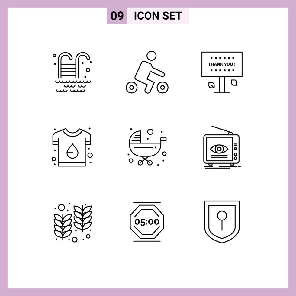 Modern Set of 9 Outlines and symbols such as shirt print sign design brand Editable Vector Design Elements