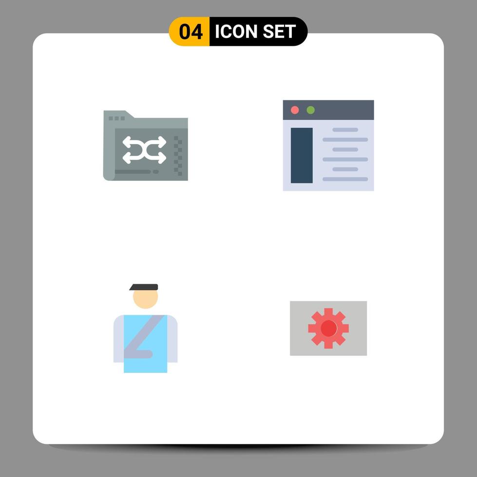 Set of 4 Modern UI Icons Symbols Signs for backup hotel folder web page service Editable Vector Design Elements