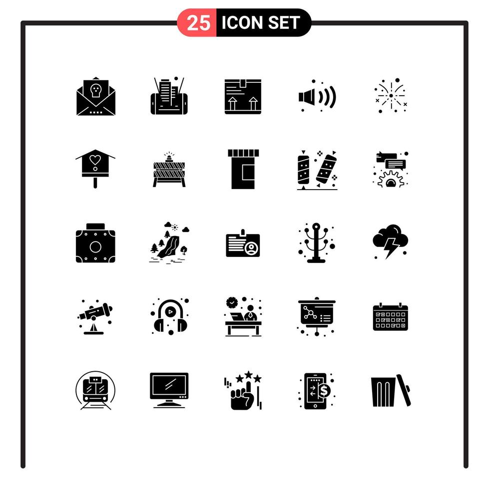 Stock Vector Icon Pack of 25 Line Signs and Symbols for fire pollution building noise up Editable Vector Design Elements
