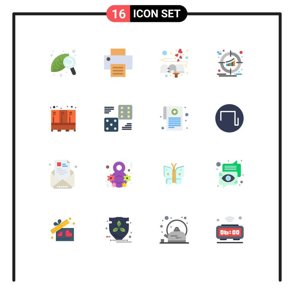 conjunto de pictogramas de 16 colores planos simples de gestión de productos de cartas de estrategia de muebles paquete editable de elementos de diseño de vectores creativos