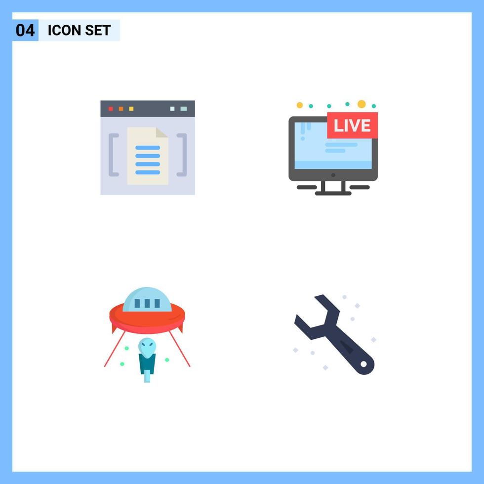 User Interface Pack of 4 Basic Flat Icons of archive news file screen space Editable Vector Design Elements