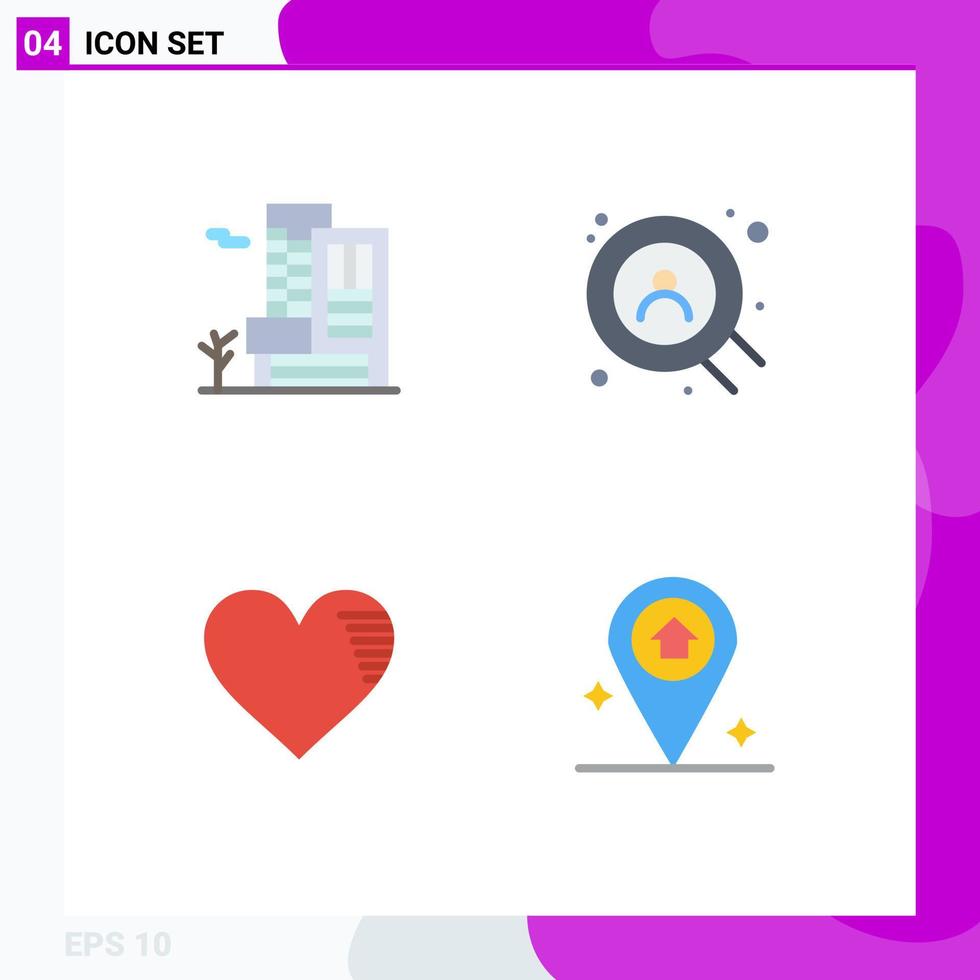 4 Thematic Vector Flat Icons and Editable Symbols of office like estate user report Editable Vector Design Elements