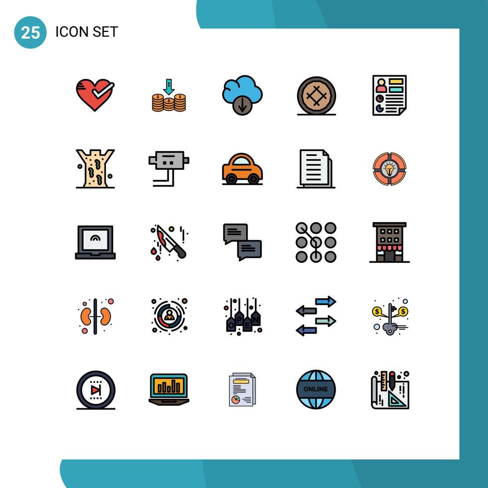 Stock Vector Icon Pack of 25 Line Signs and Symbols for pie dessert down cake download Editable Vector Design Elements