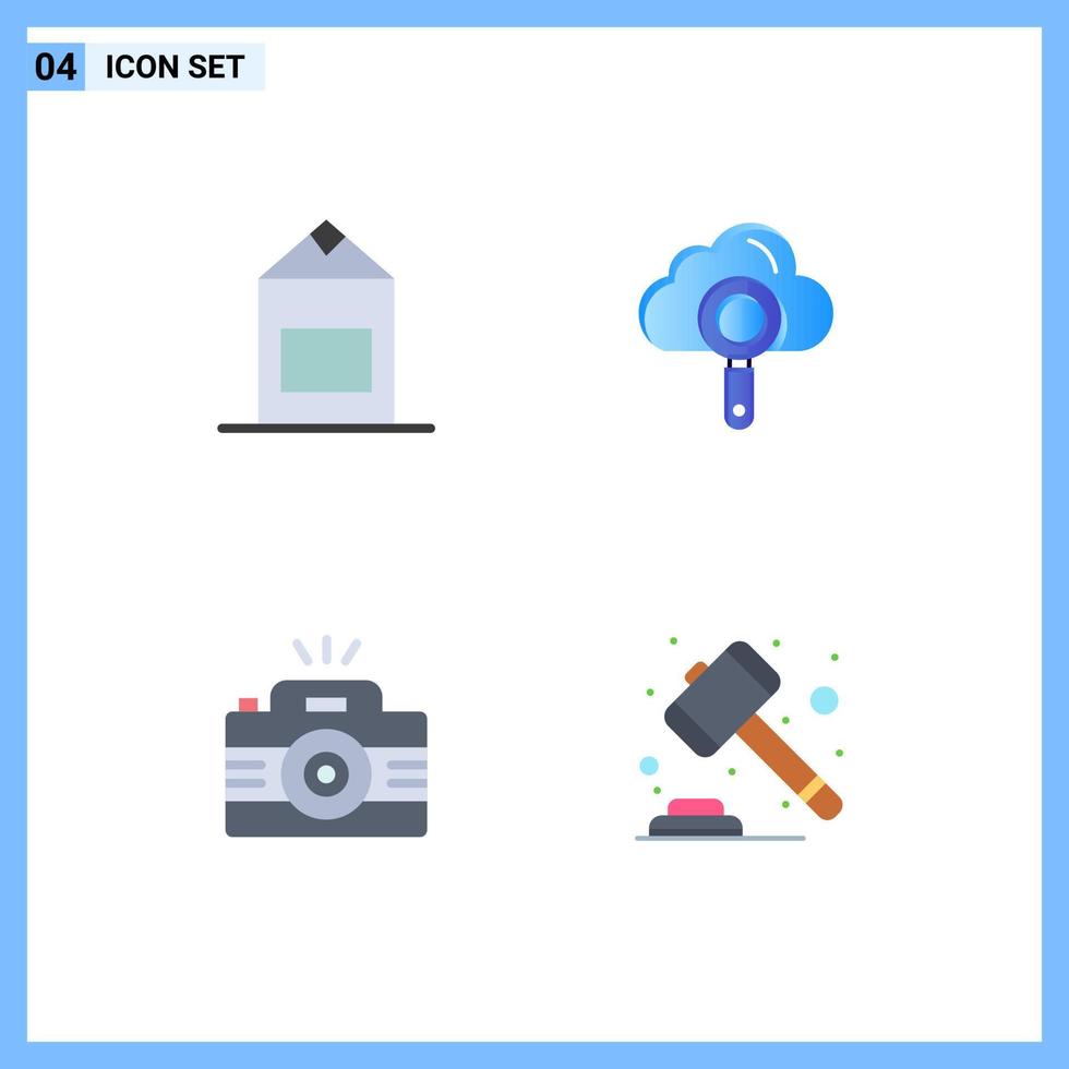 4 Universal Flat Icon Signs Symbols of milk photo cloud find image Editable Vector Design Elements