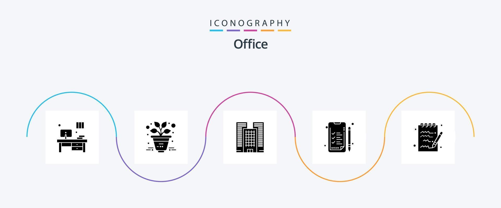 Office Glyph 5 Icon Pack Including . office. notepad. document vector