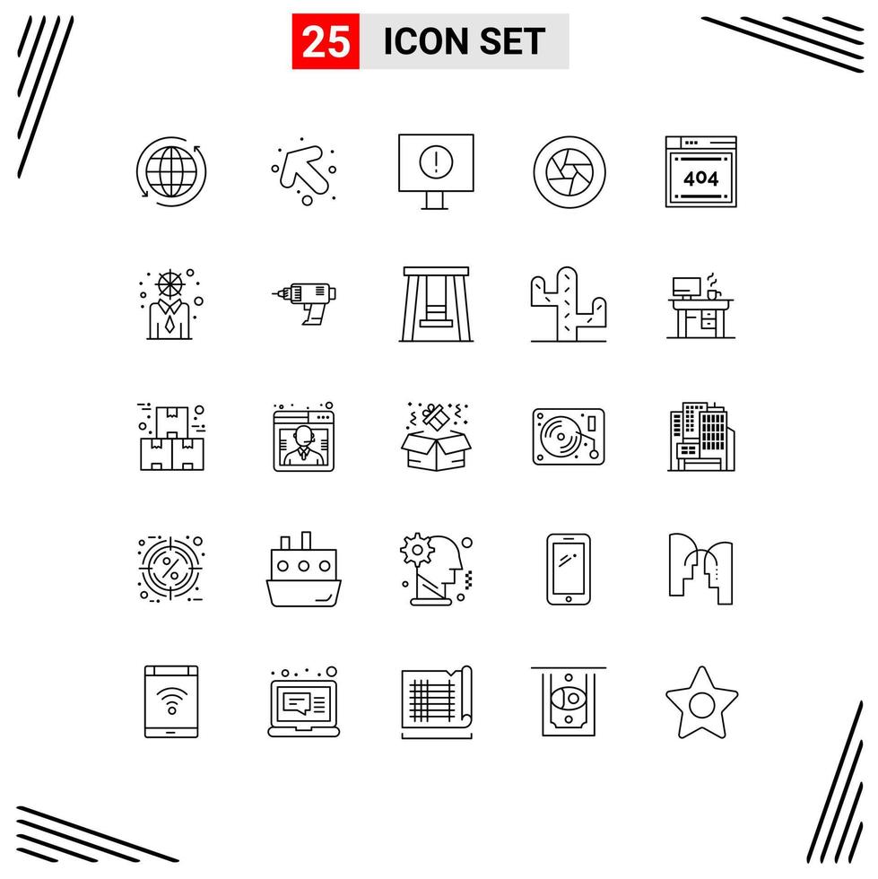 Set of 25 Vector Lines on Grid for computing photo computer movie film Editable Vector Design Elements