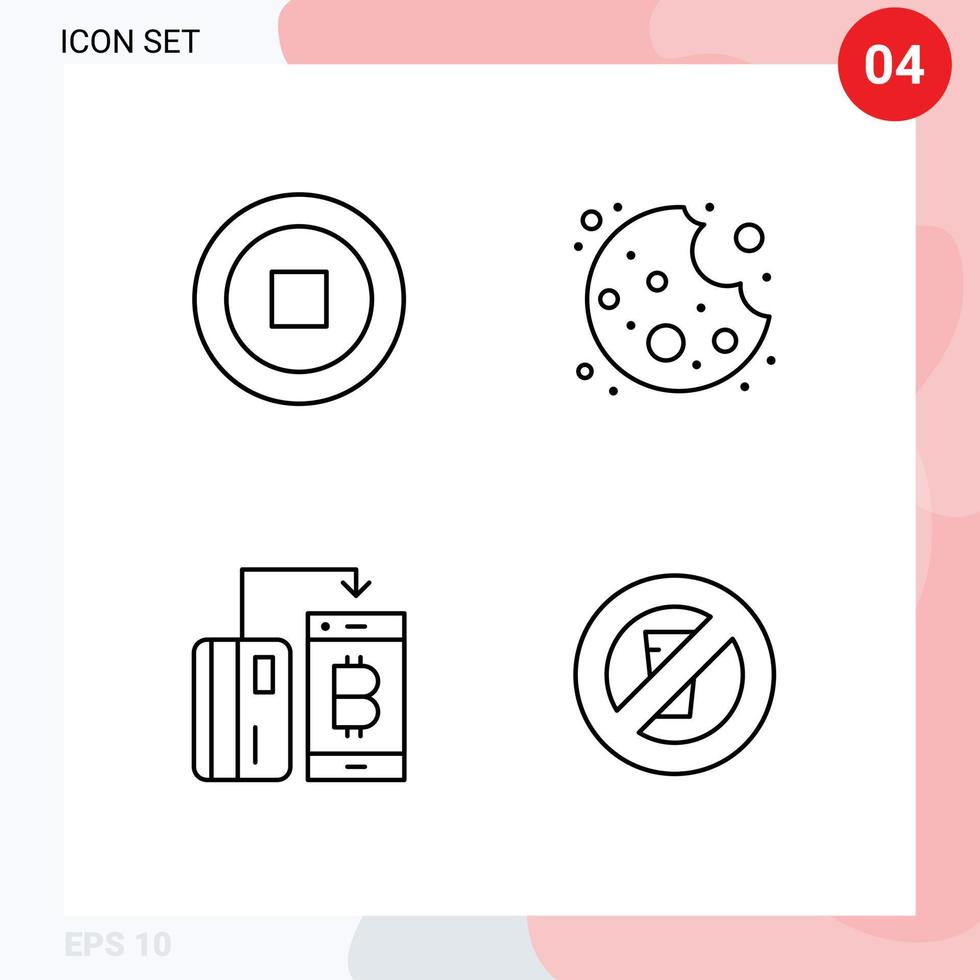 4 Creative Icons Modern Signs and Symbols of basic money bite cashless fasting Editable Vector Design Elements