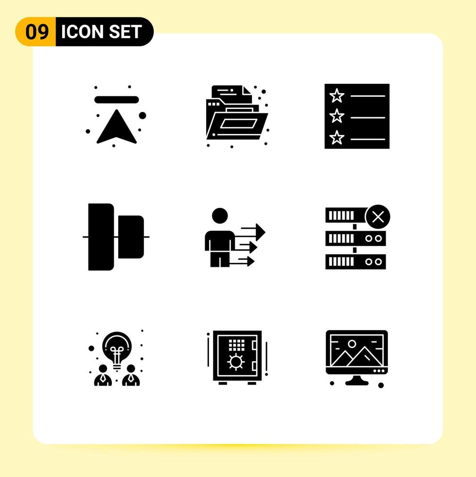 Modern Set of 9 Solid Glyphs and symbols such as delete modern list leadership approach Editable Vector Design Elements