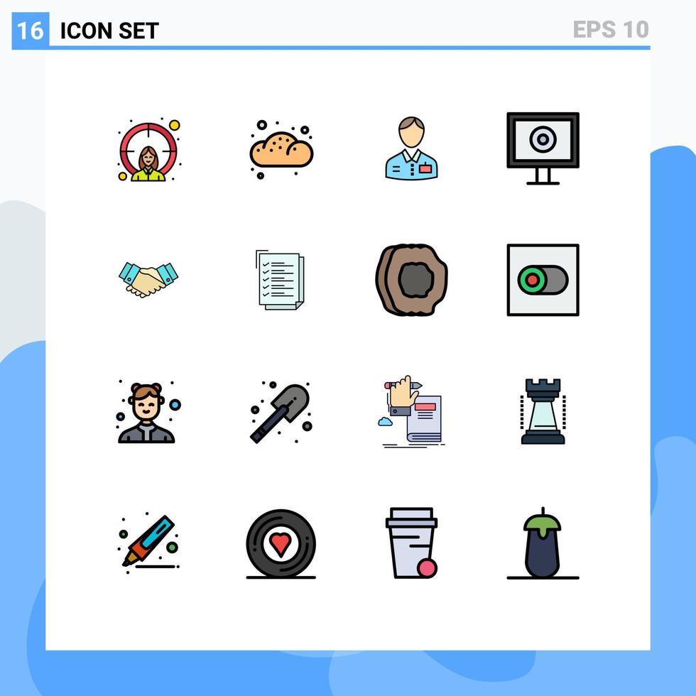 paquete de iconos de vector de stock de 16 signos y símbolos de línea para el servicio de flujo de botones de webcam de trato elementos de diseño de vector creativo editable