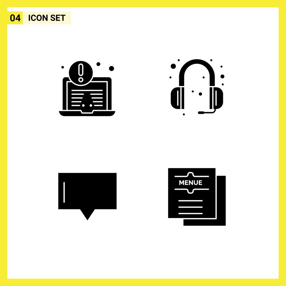 User Interface Pack of 4 Basic Solid Glyphs of antivirus talk communications headphone drink Editable Vector Design Elements