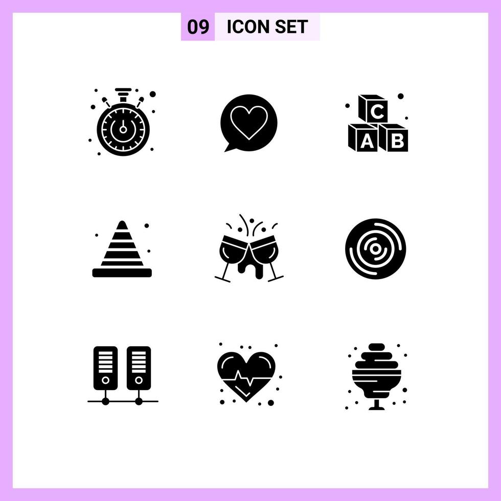 Stock Vector Icon Pack of 9 Line Signs and Symbols for cocktail cafe learning tool construction Editable Vector Design Elements