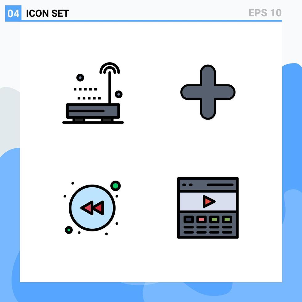 Universal Icon Symbols Group of 4 Modern Filledline Flat Colors of devices left technology plus communication Editable Vector Design Elements