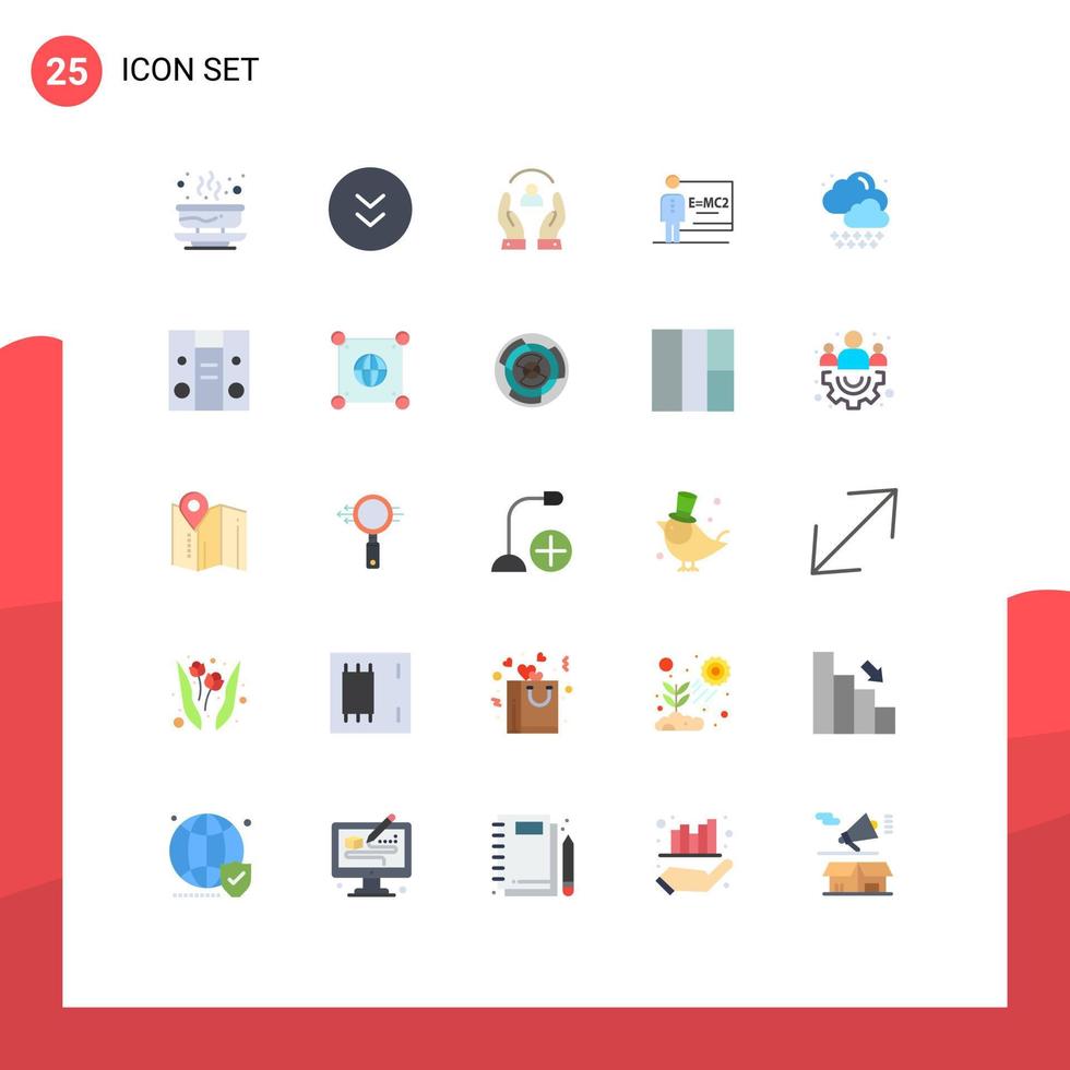 Pack of 25 Modern Flat Colors Signs and Symbols for Web Print Media such as room class download classroom people Editable Vector Design Elements
