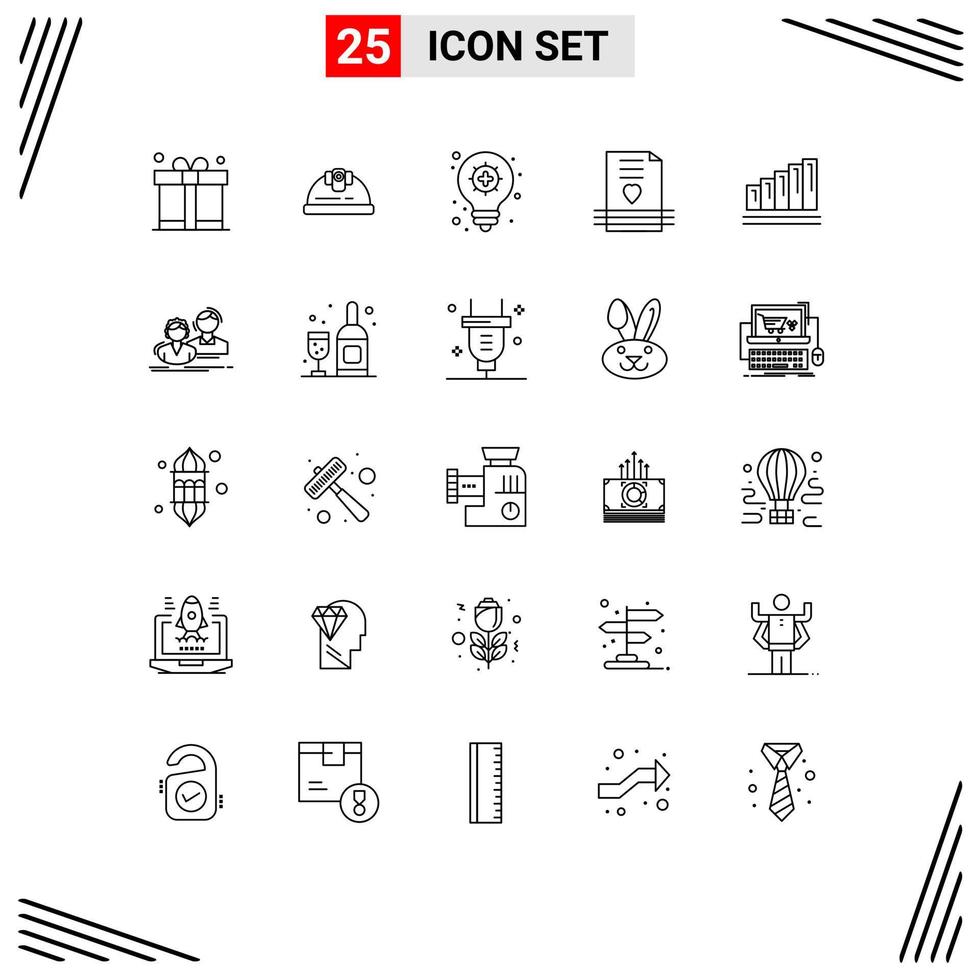 símbolos de iconos universales grupo de 25 líneas modernas de gráfico boda innovación amor invitación elementos de diseño vectorial editables vector