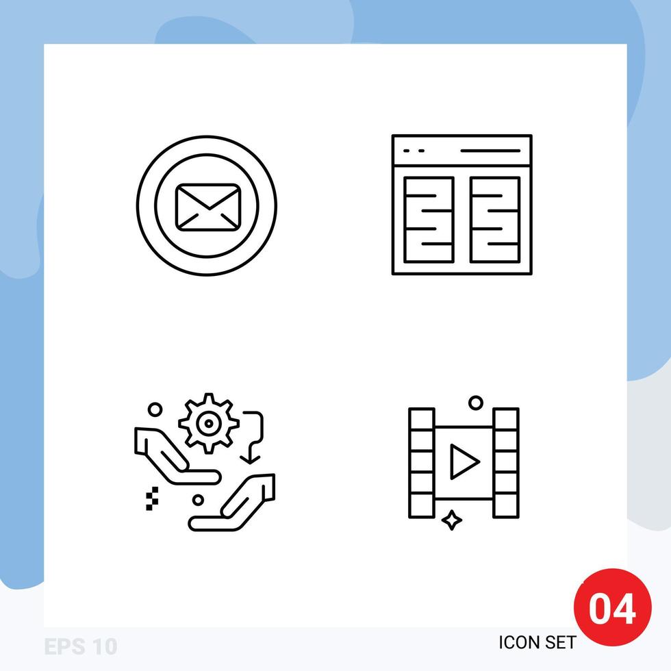 Pack of 4 Modern Filledline Flat Colors Signs and Symbols for Web Print Media such as chat user text message communication hand Editable Vector Design Elements