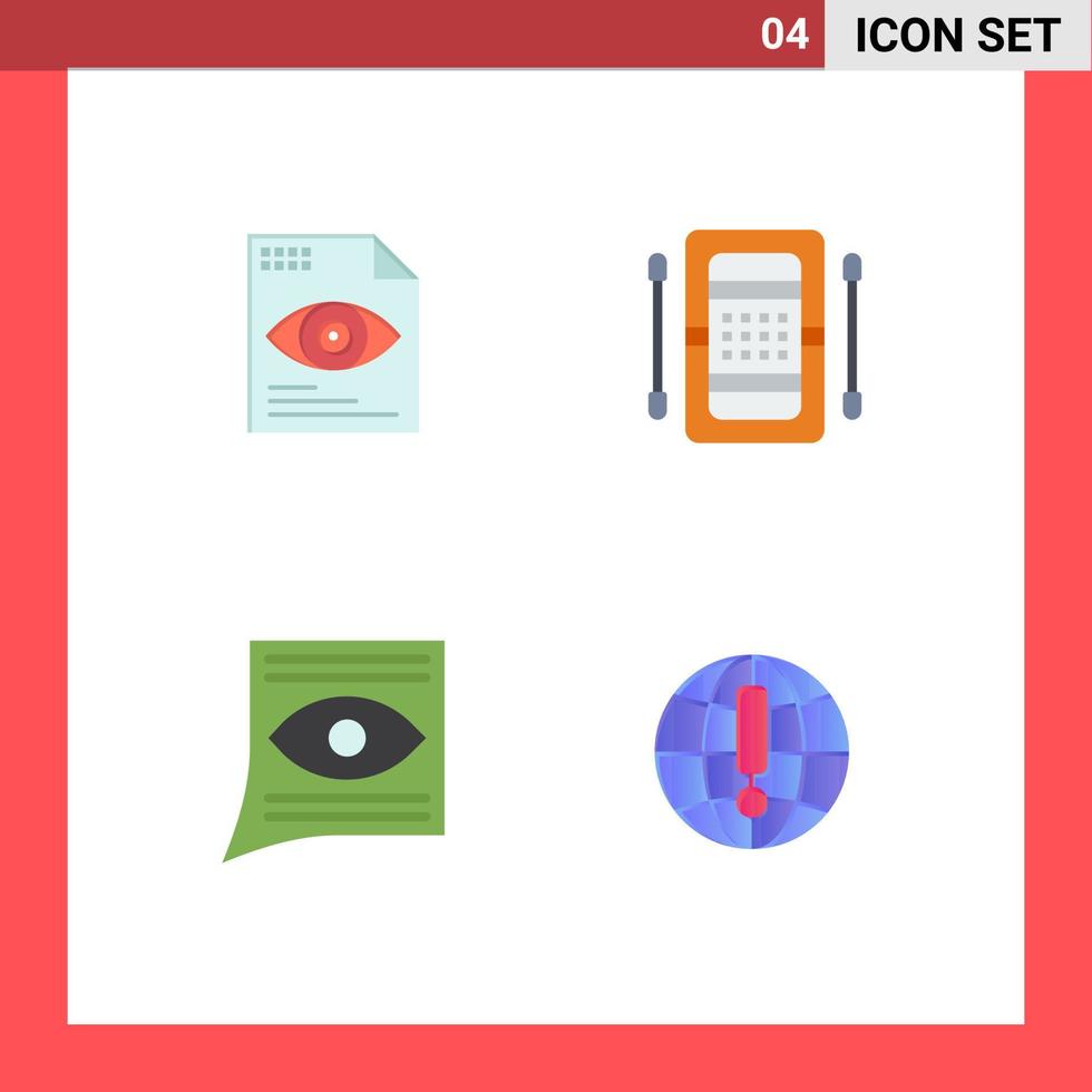 Group of 4 Modern Flat Icons Set for file communication computing boat contact us Editable Vector Design Elements