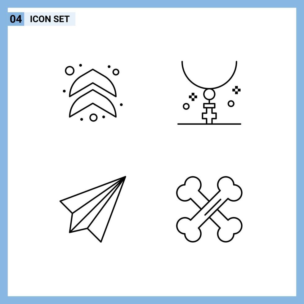 Pack of 4 Modern Filledline Flat Colors Signs and Symbols for Web Print Media such as arrow contact cross holiday receive Editable Vector Design Elements