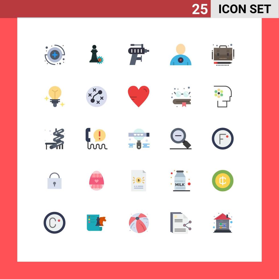 Set of 25 Modern UI Icons Symbols Signs for case case perforator business friend Editable Vector Design Elements