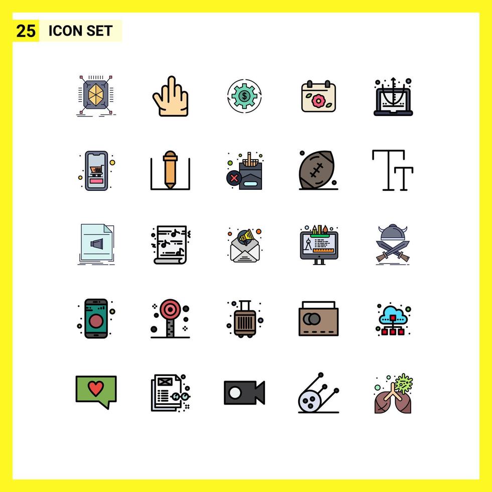 paquete de iconos de vector de stock de 25 signos y símbolos de línea para elementos de diseño de vector editables de dinero de calendario de capital de flor de primavera