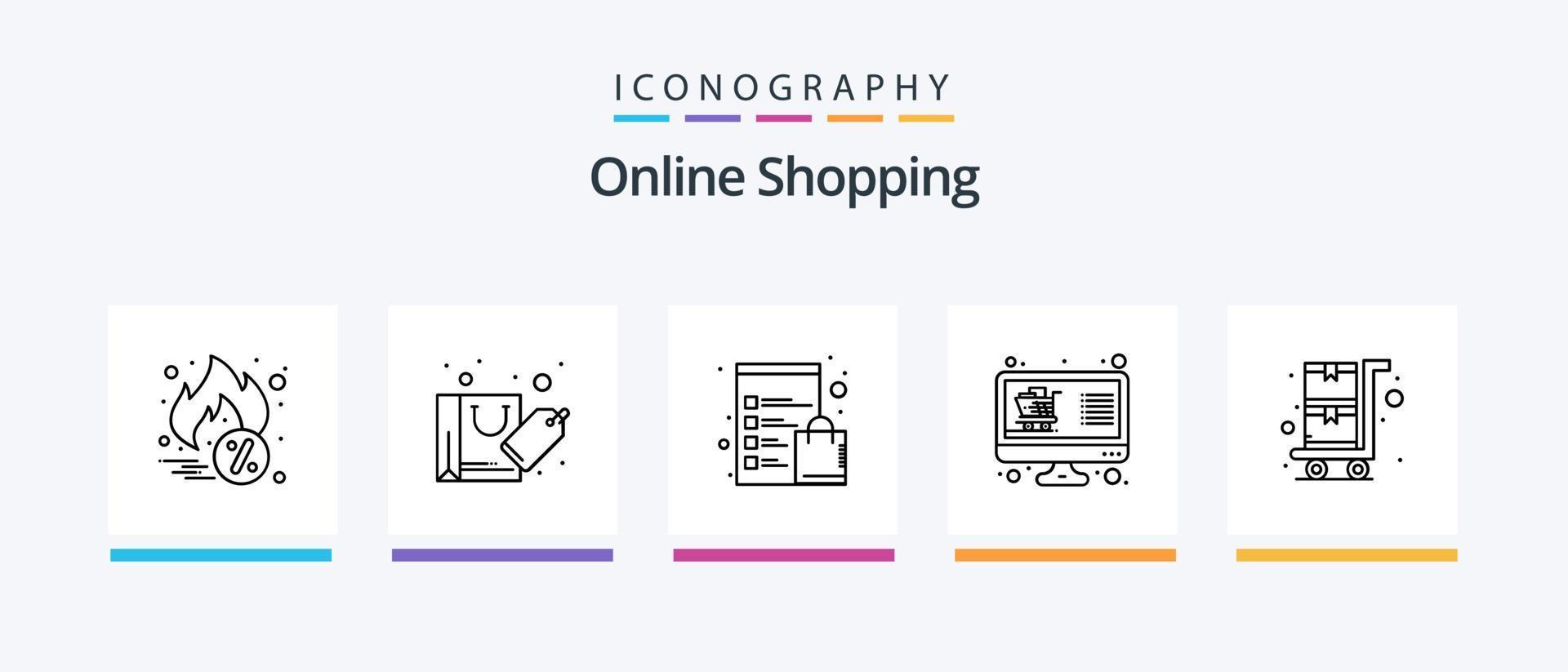 Online Shopping Line 5 Icon Pack Including shield. shop. hot sale. list. check list. Creative Icons Design vector