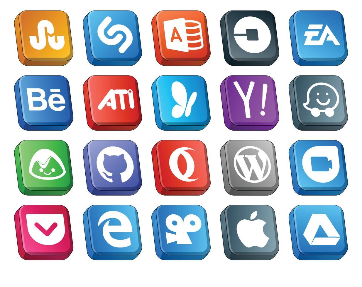 20 Social Media Icon Pack Including opera basecamp sports waze yahoo vector