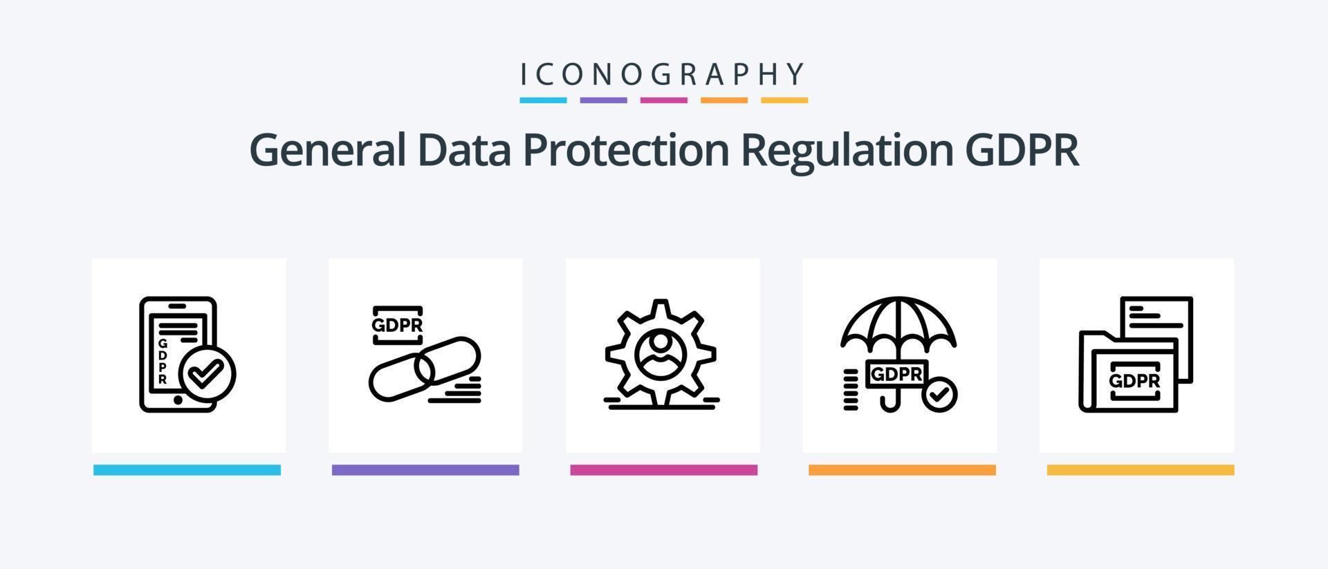 Gdpr Line 5 Icon Pack Including justice. balance. gdpr. security. processor. Creative Icons Design vector