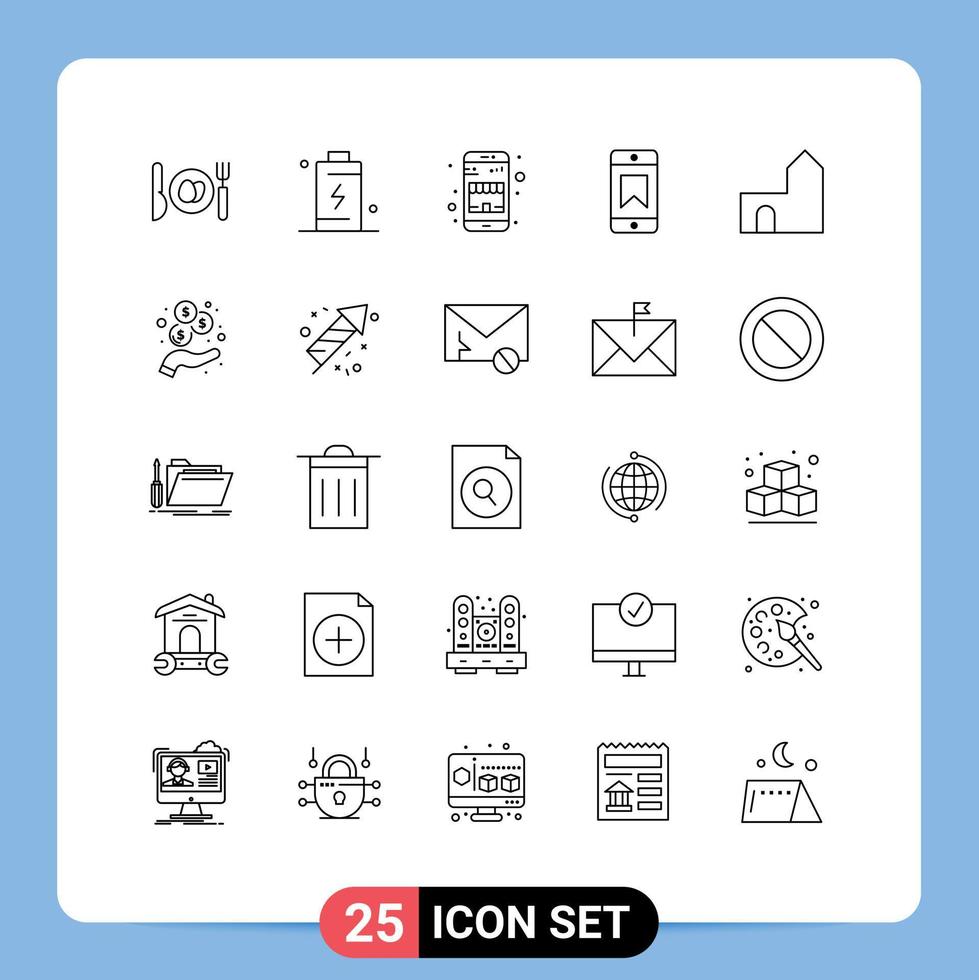 25 Thematic Vector Lines and Editable Symbols of castle tower castle buy device achievements Editable Vector Design Elements