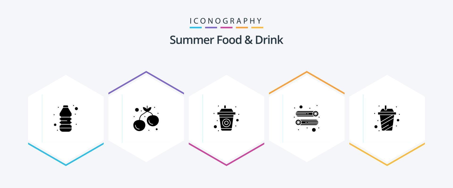 Summer Food and Drink 25 Glyph icon pack including smoothie. cup. drink. vegetable. food vector