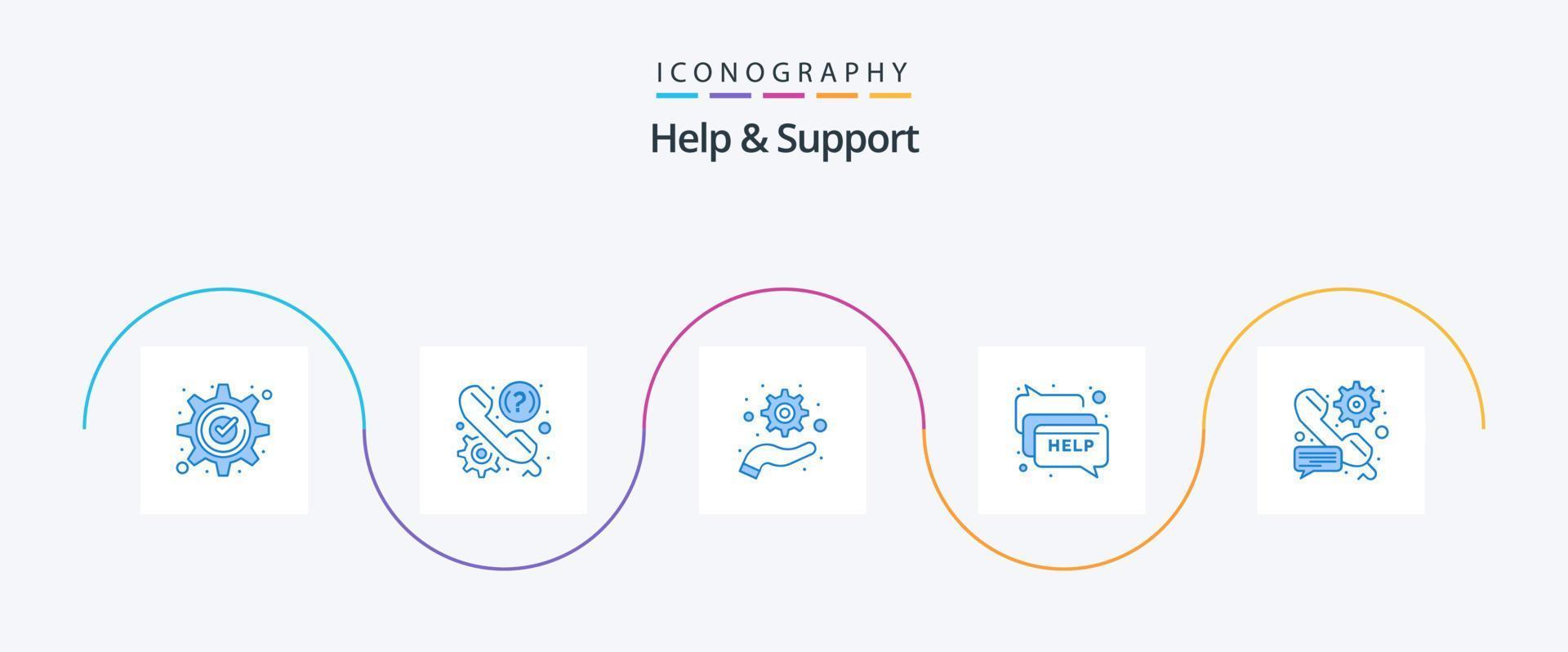 Help And Support Blue 5 Icon Pack Including message. communication. help. chat. optimization vector