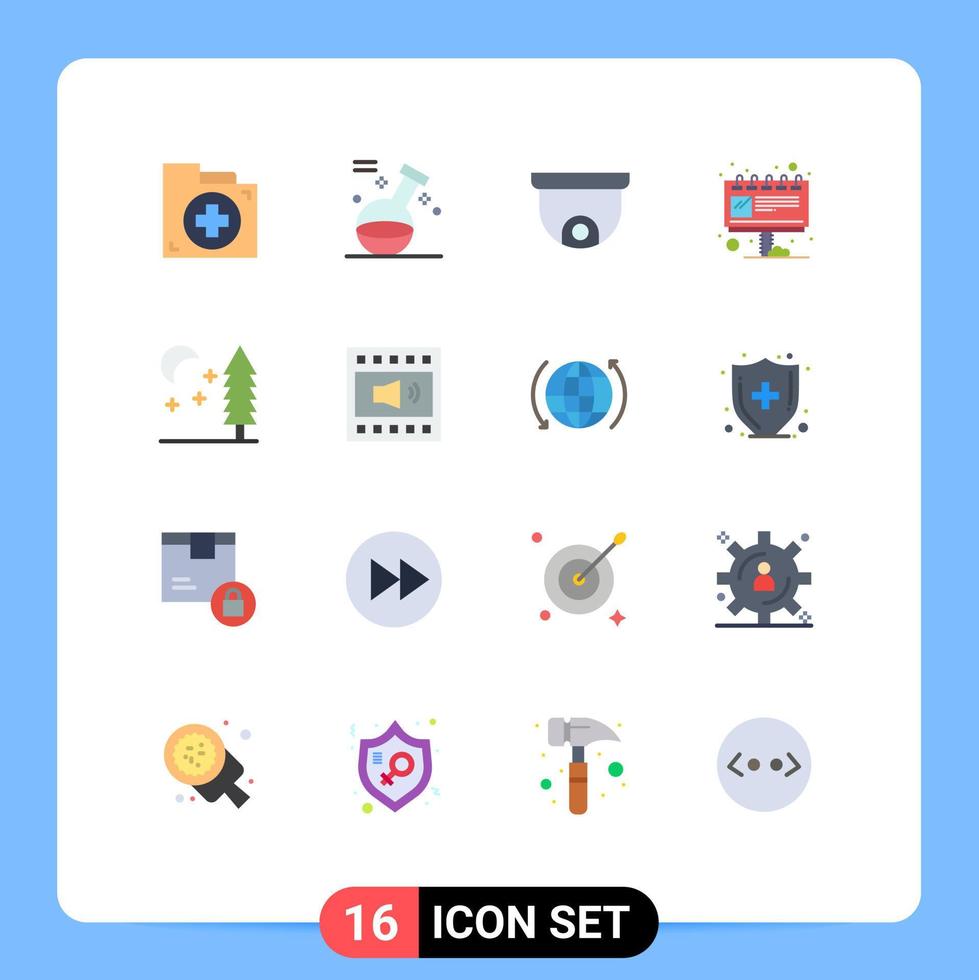 Mobile Interface Flat Color Set of 16 Pictograms of night ad spa marketing advertisement Editable Pack of Creative Vector Design Elements