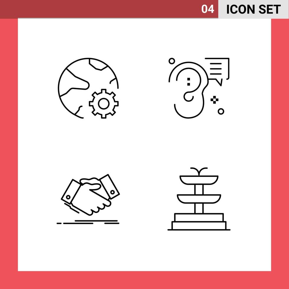 Group of 4 Filledline Flat Colors Signs and Symbols for connect message network communication hand shake Editable Vector Design Elements