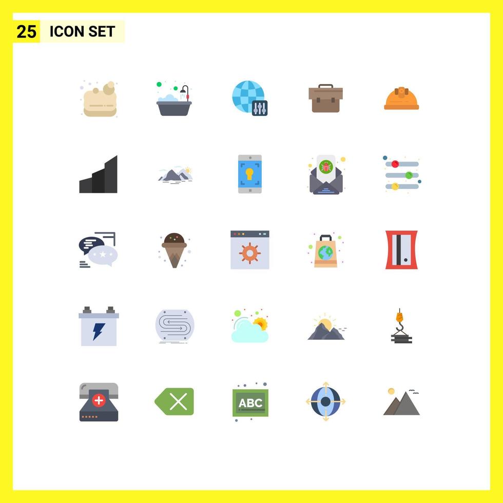 Group of 25 Modern Flat Colors Set for construction engineer configuration helmet business Editable Vector Design Elements