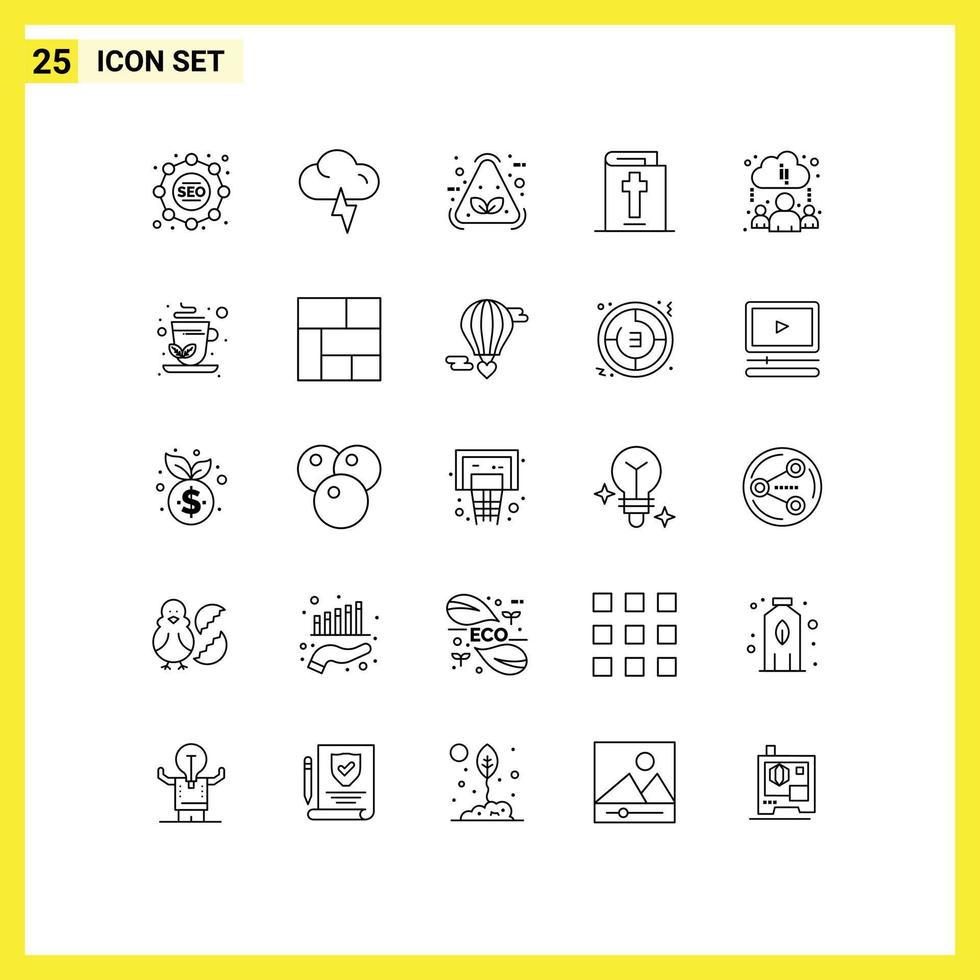 Mobile Interface Line Set of 25 Pictograms of herbal tea online item learning holiday Editable Vector Design Elements