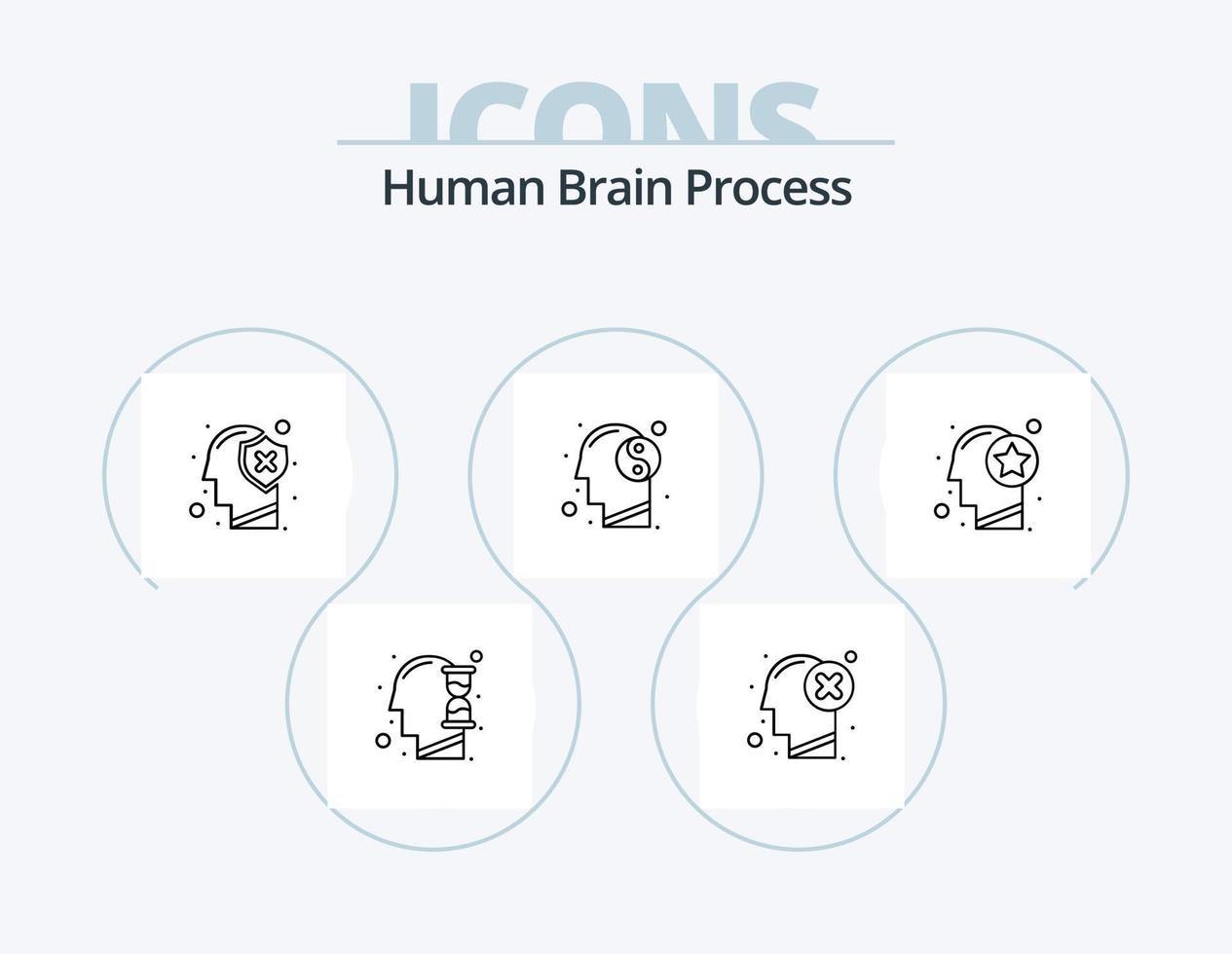 Human Brain Process Line Icon Pack 5 Icon Design. head. human. chart. head. brain vector