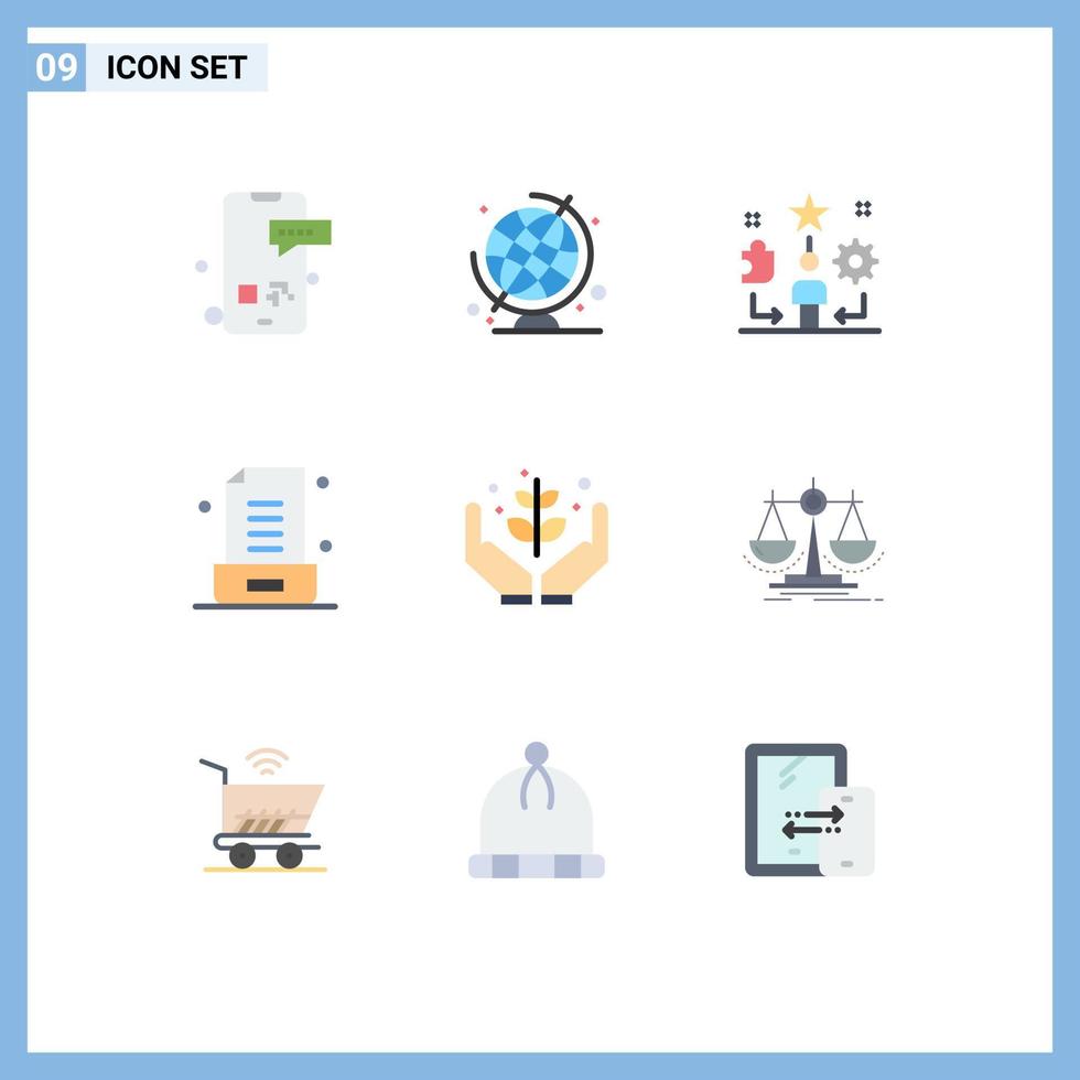 9 User Interface Flat Color Pack of modern Signs and Symbols of agriculture note user letter traning Editable Vector Design Elements