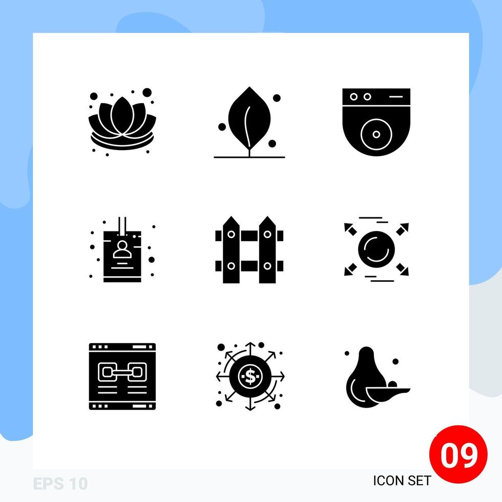 9 iconos creativos signos y símbolos modernos de jardinería circular protegen elementos de diseño de vectores editables de identificación de jardín