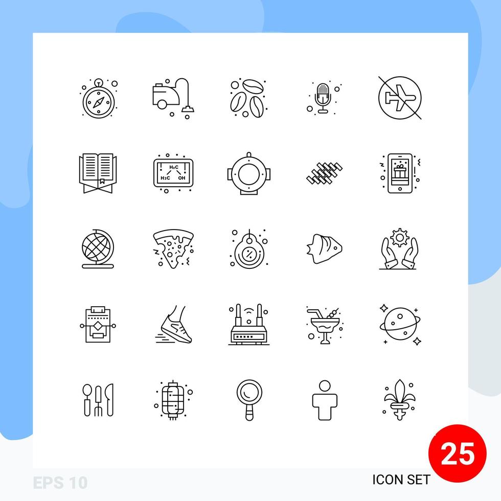 25 iconos creativos, signos y símbolos modernos de café volador de signos, elementos de diseño vectorial editables de voz para discapacitados vector