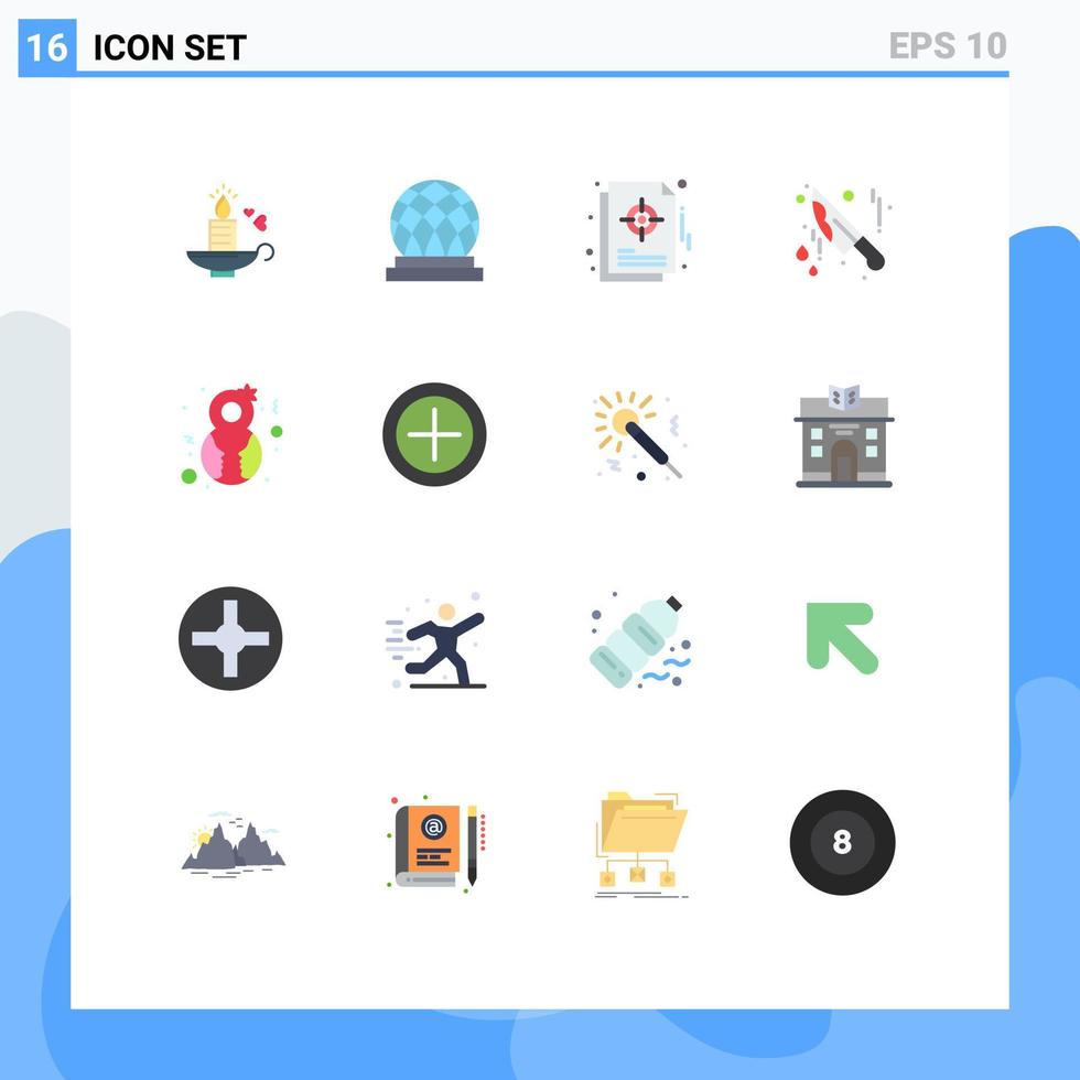 conjunto de 16 iconos de interfaz de usuario modernos signos de símbolos para gráfico de cuchillo femenino objetivo de halloween paquete editable de elementos de diseño de vectores creativos