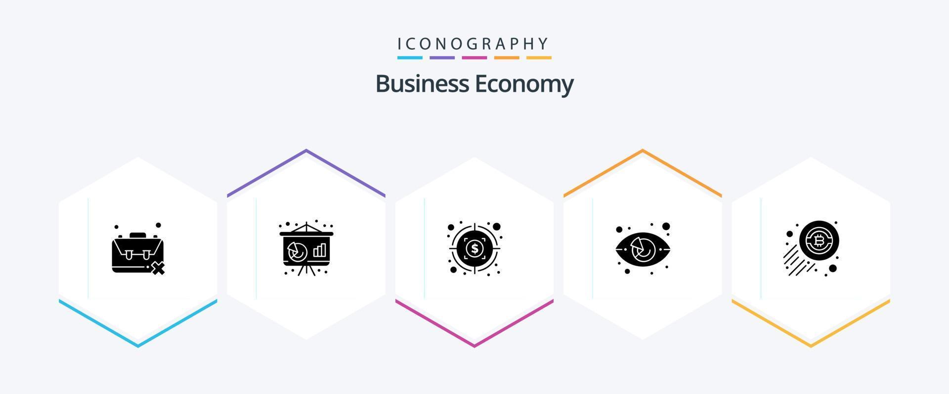 Economy 25 Glyph icon pack including bitcoin. market watch. finance. market. chart vector