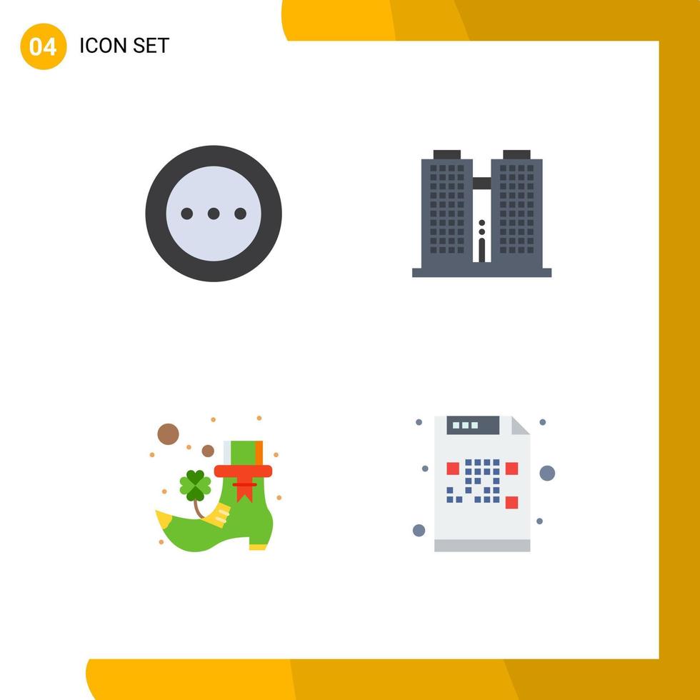 Mobile Interface Flat Icon Set of 4 Pictograms of ellipsis boot order office leprechaun Editable Vector Design Elements