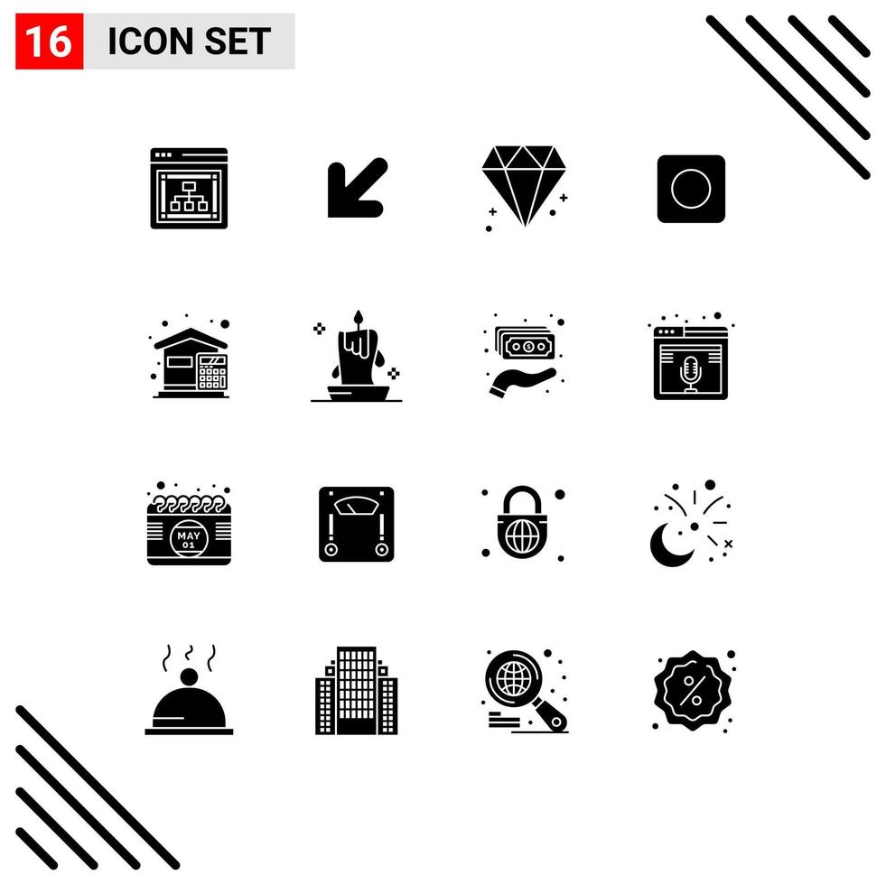 16 Universal Solid Glyphs Set for Web and Mobile Applications house costs canada budget maximize Editable Vector Design Elements