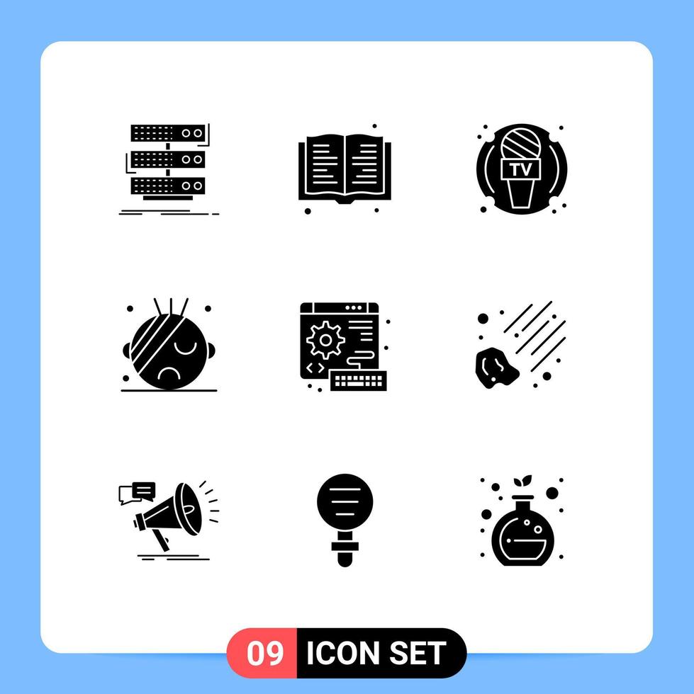 Modern Set of 9 Solid Glyphs Pictograph of keyboard digital device medical healthcare Editable Vector Design Elements
