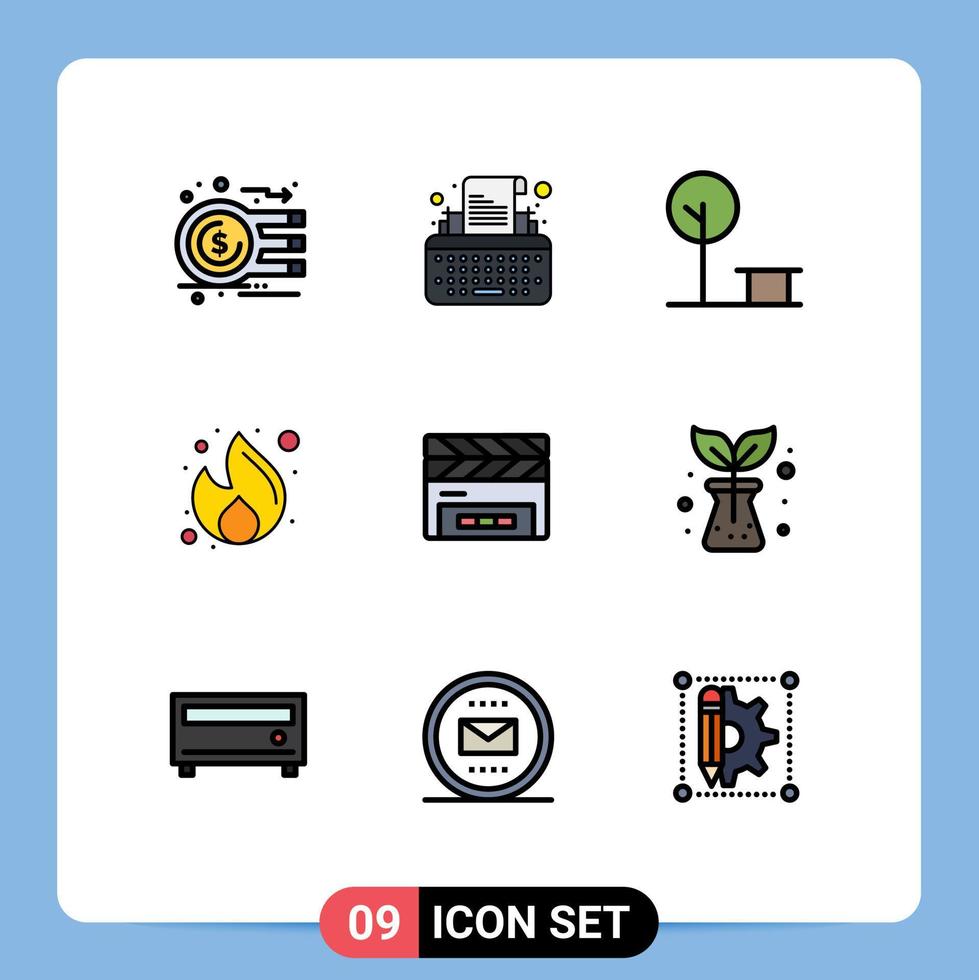 Stock Vector Icon Pack of 9 Line Signs and Symbols for seo marketing writer fire place Editable Vector Design Elements