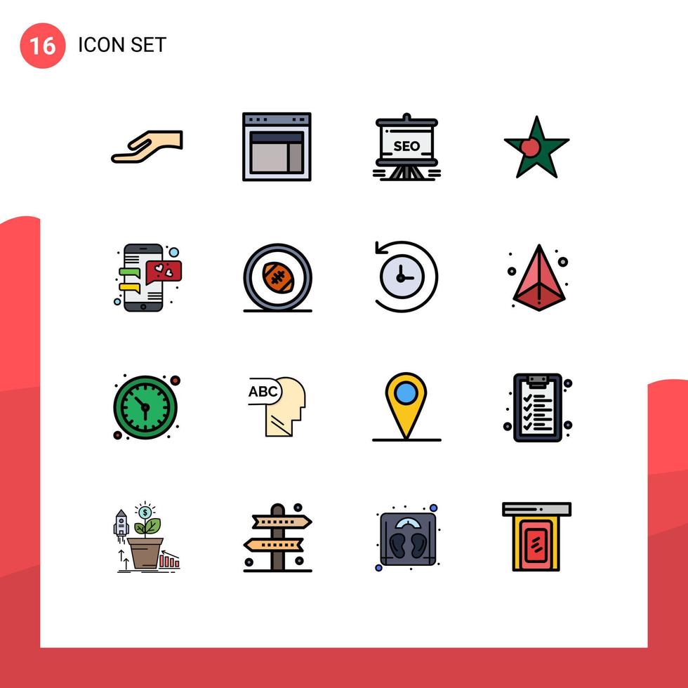 conjunto de 16 iconos de interfaz de usuario modernos símbolos signos para conversación presentación de estrellas tablero de banderas elementos de diseño de vectores creativos editables