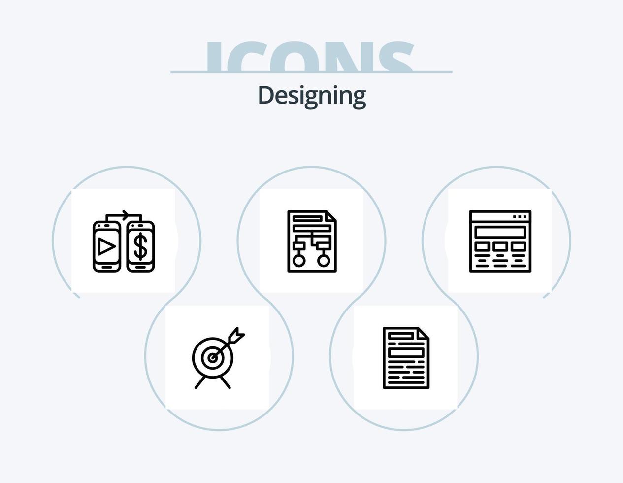 Designing Line Icon Pack 5 Icon Design. document. designer. bag. design. toolkit vector