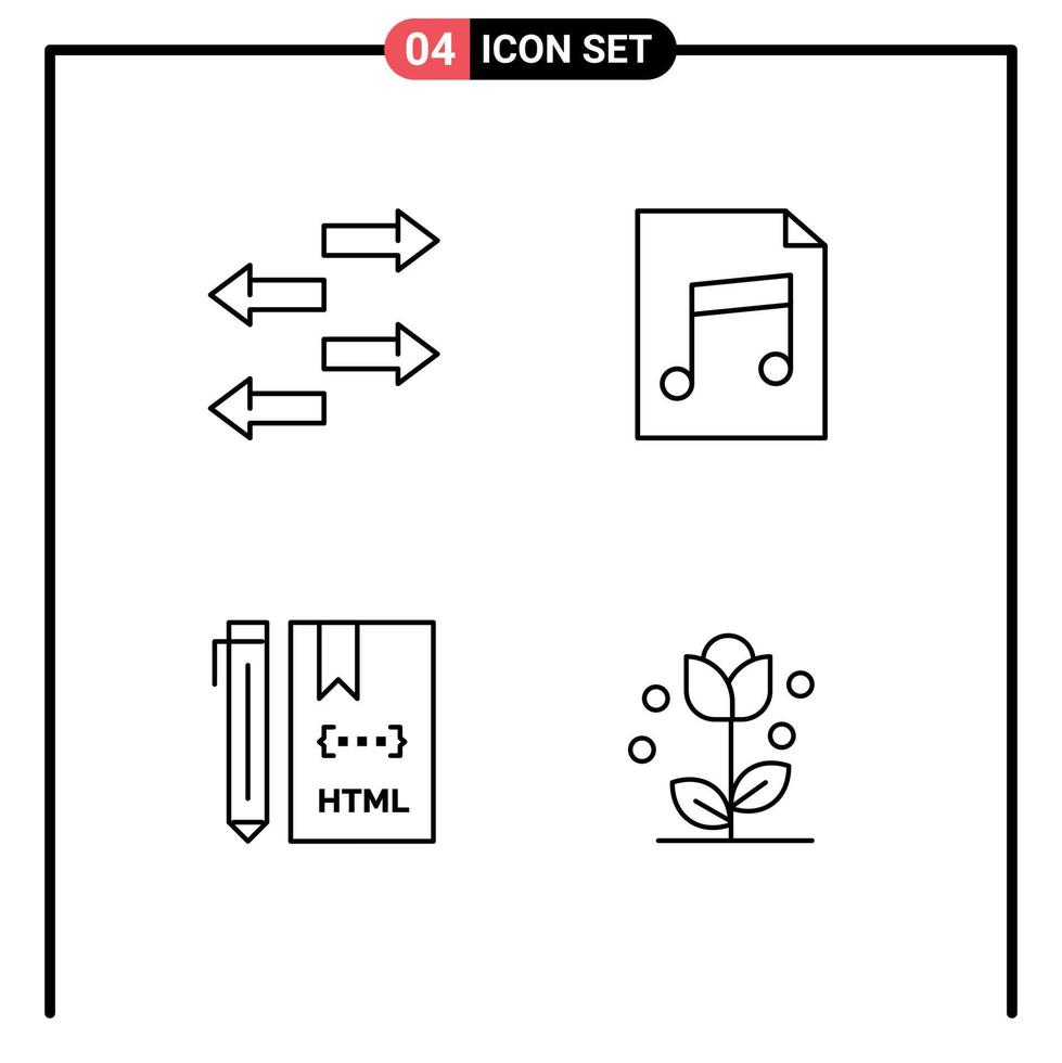 paquete de iconos vectoriales de stock de 4 signos y símbolos de línea para el desarrollo de exportación código de audio flora elementos de diseño vectorial editables vector